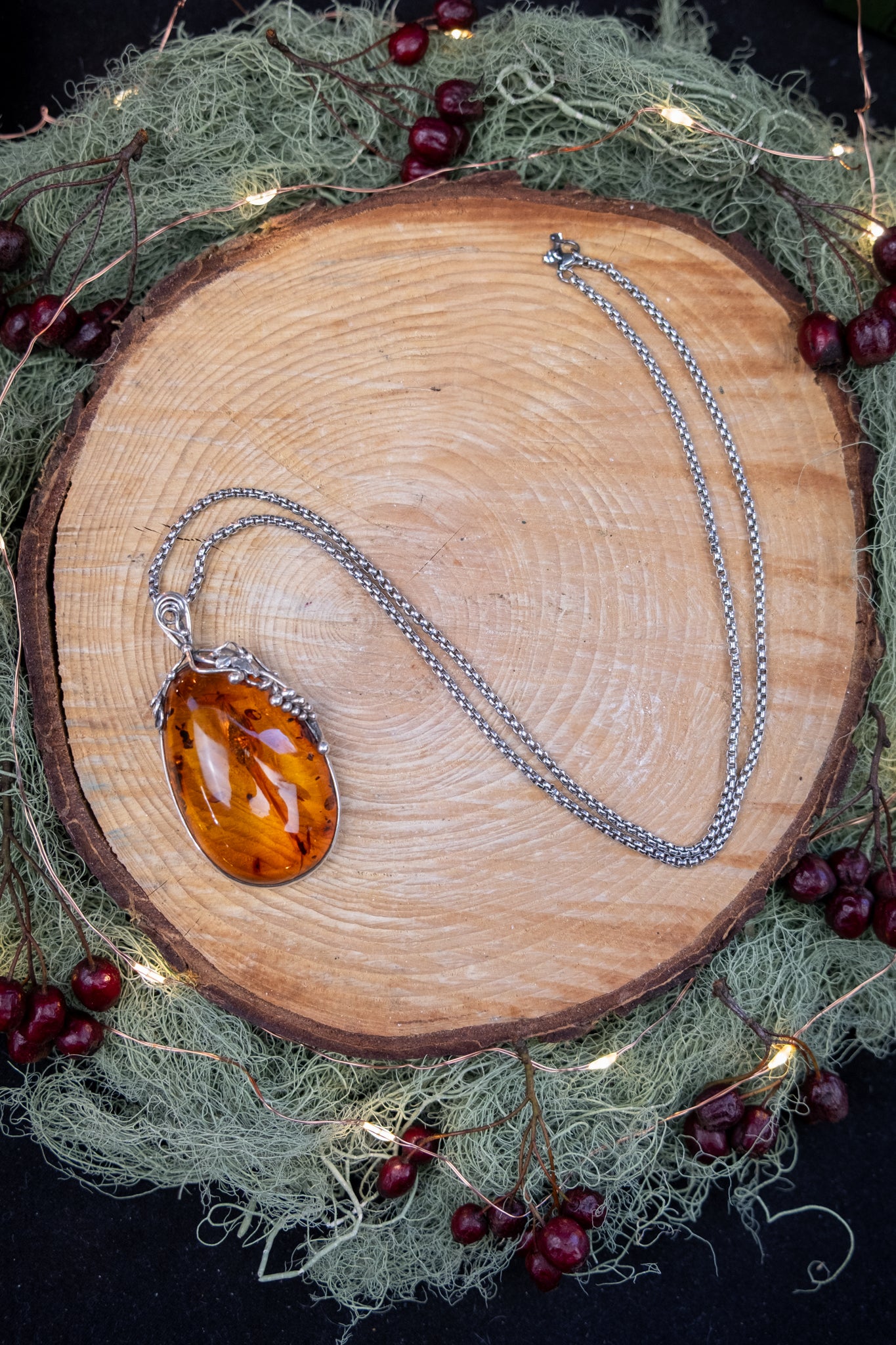 Baltic Amber Pendant, Sterling Silver Amber Necklace, Protection and Warmth Stone, Ethically Sourced from Poland