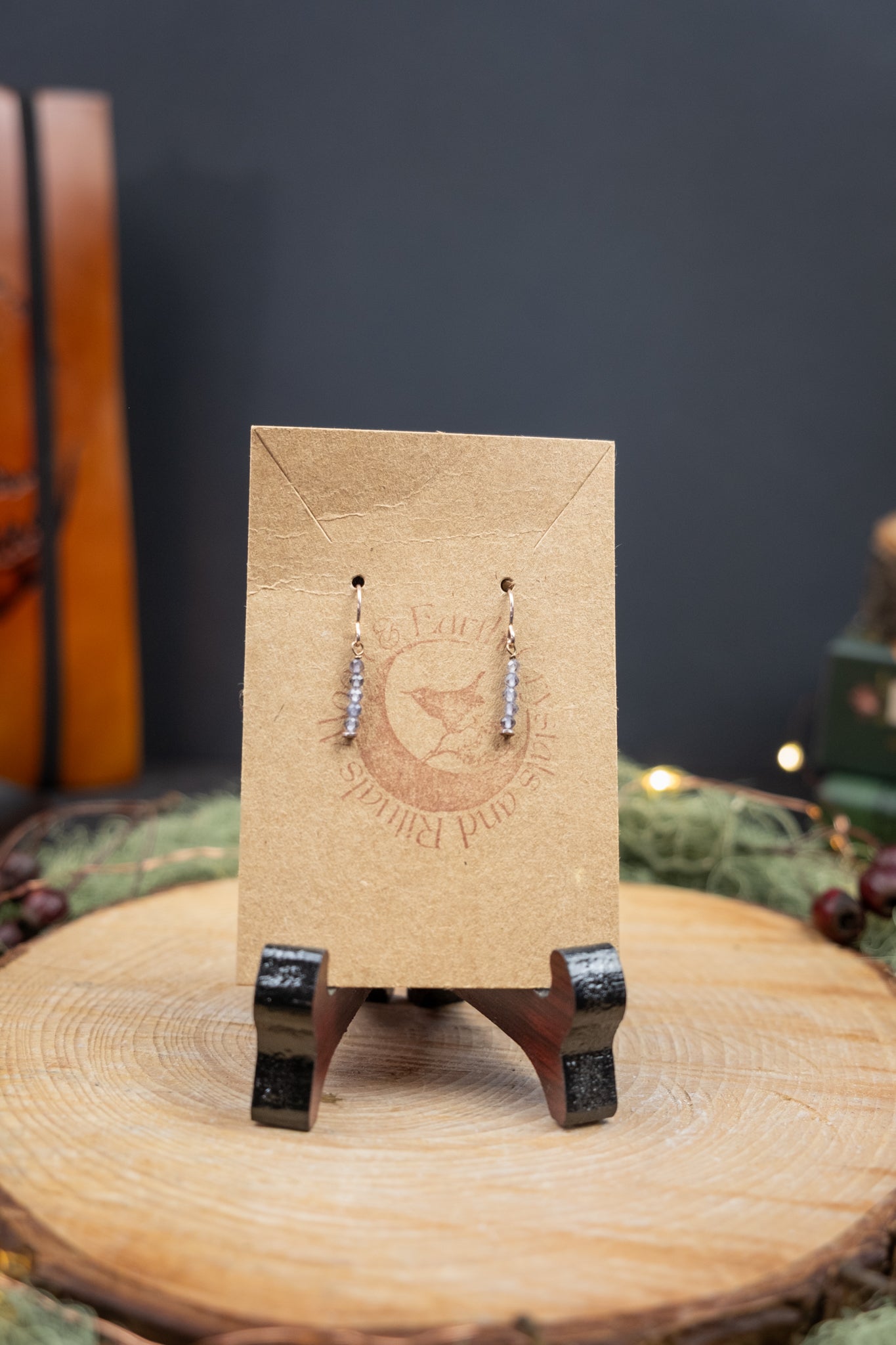 Iolite Water Sapphire Beaded Drop Earrings, Sterling Silver, Crystal Jewellery for Intuition and Inner Vision