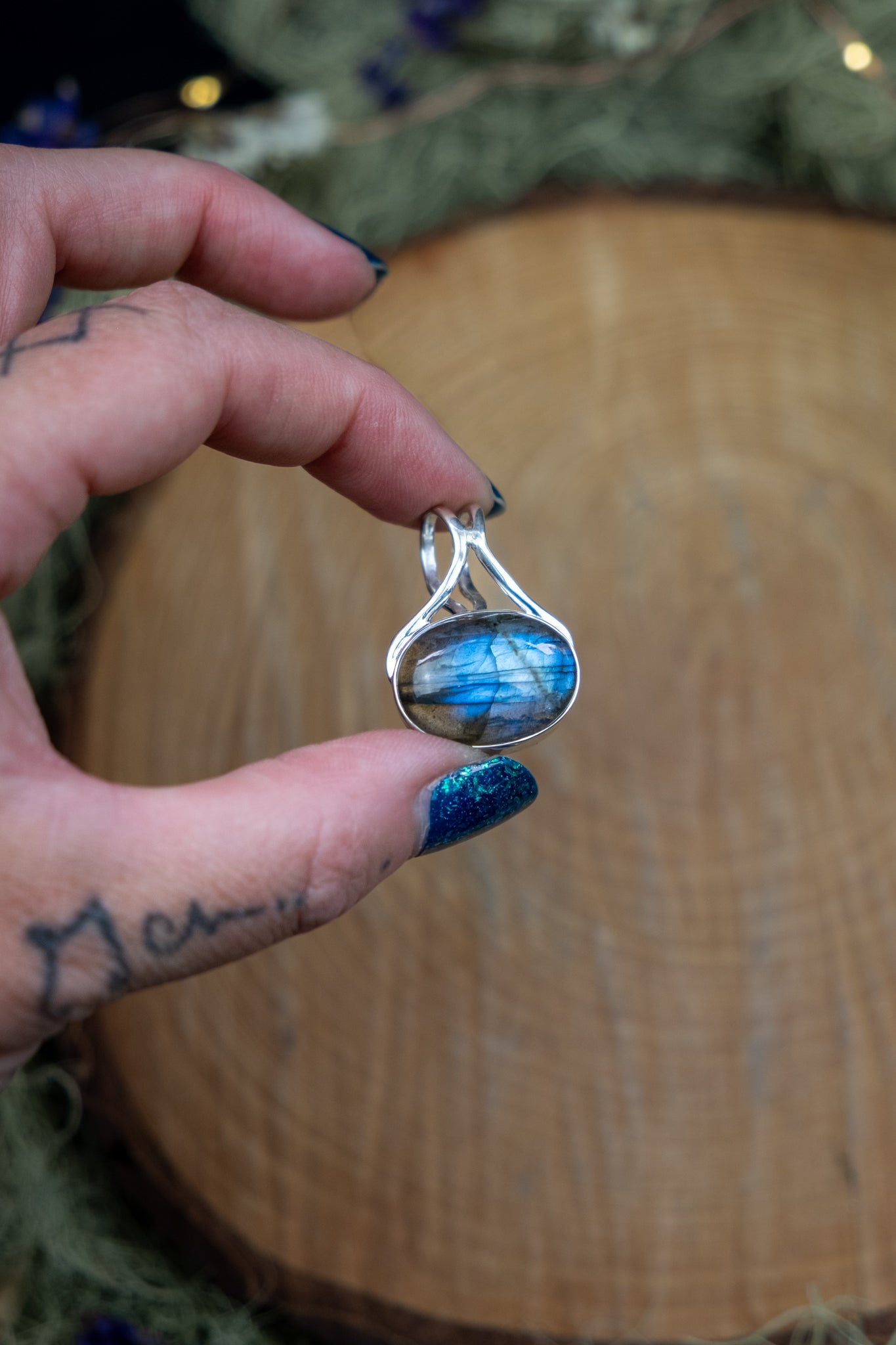 Labradorite Oval Pendant in Sterling Silver
