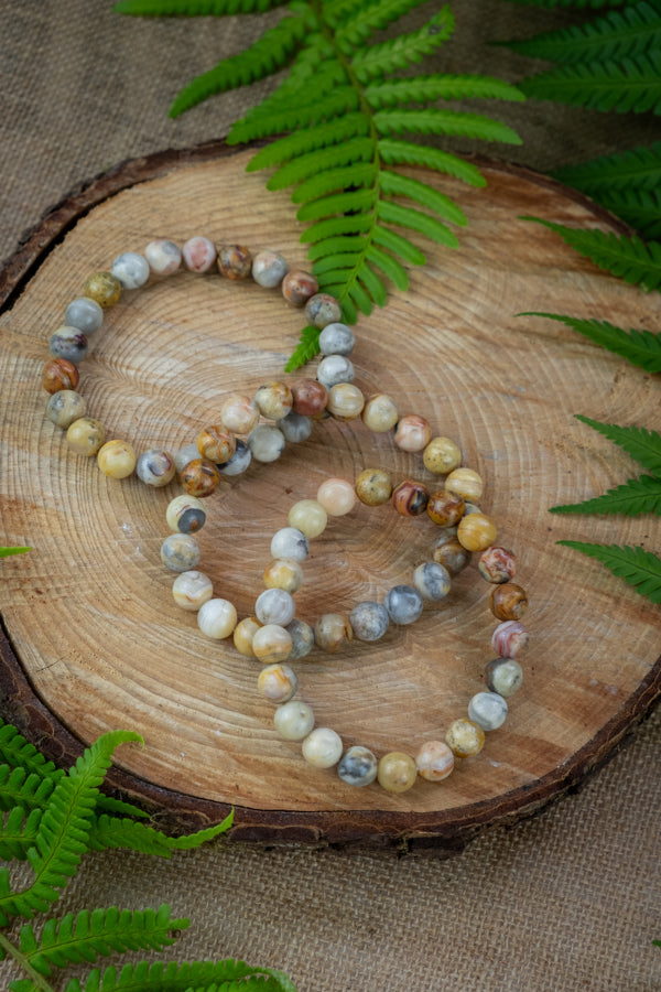 Crazy Lace Agate Crystal Bracelet, Crystal for joy, protection, healing from trauma