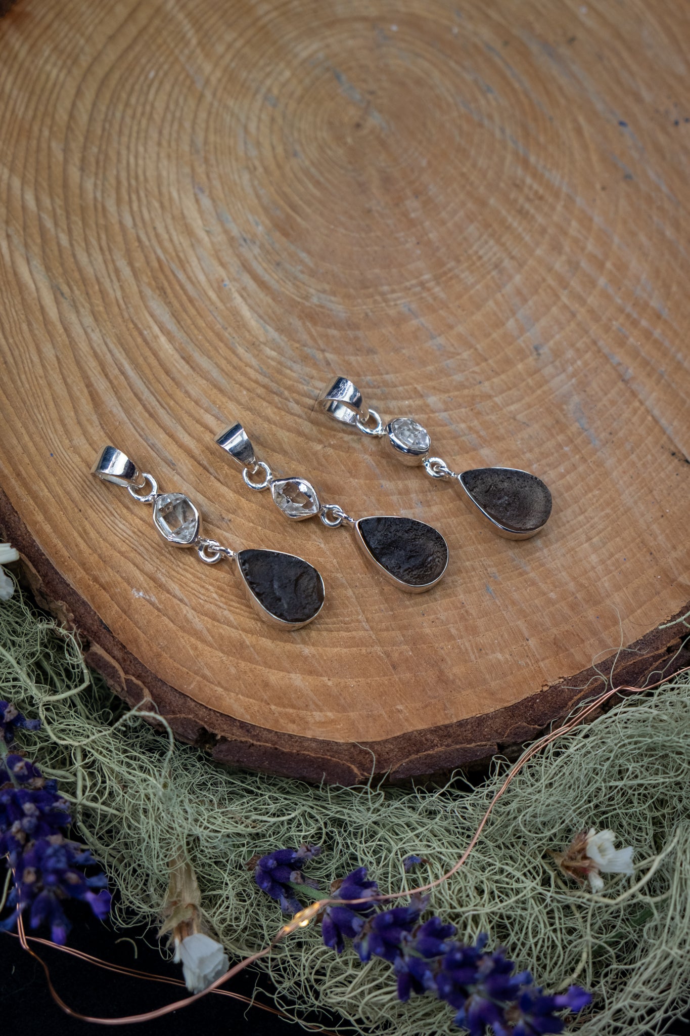 Agni Manitite & Herkimer Diamond Pendant