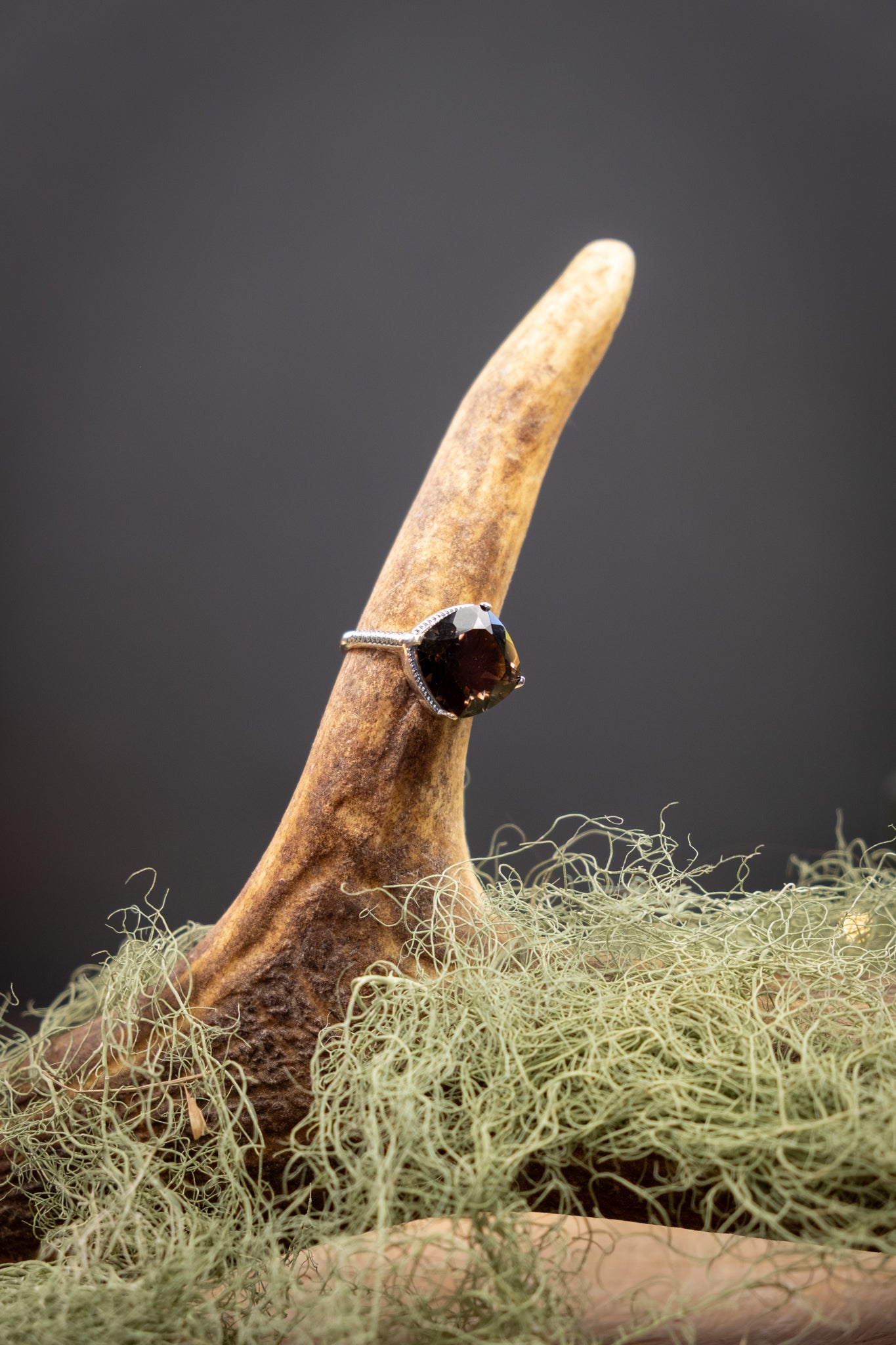 High Grade Smoky Quartz Ring, Sterling Silver Cushion Cut Gemstone Ring, Smoky Quartz Jewellery, Natural Crystal Ring, Unique Smoky Quartz Stone