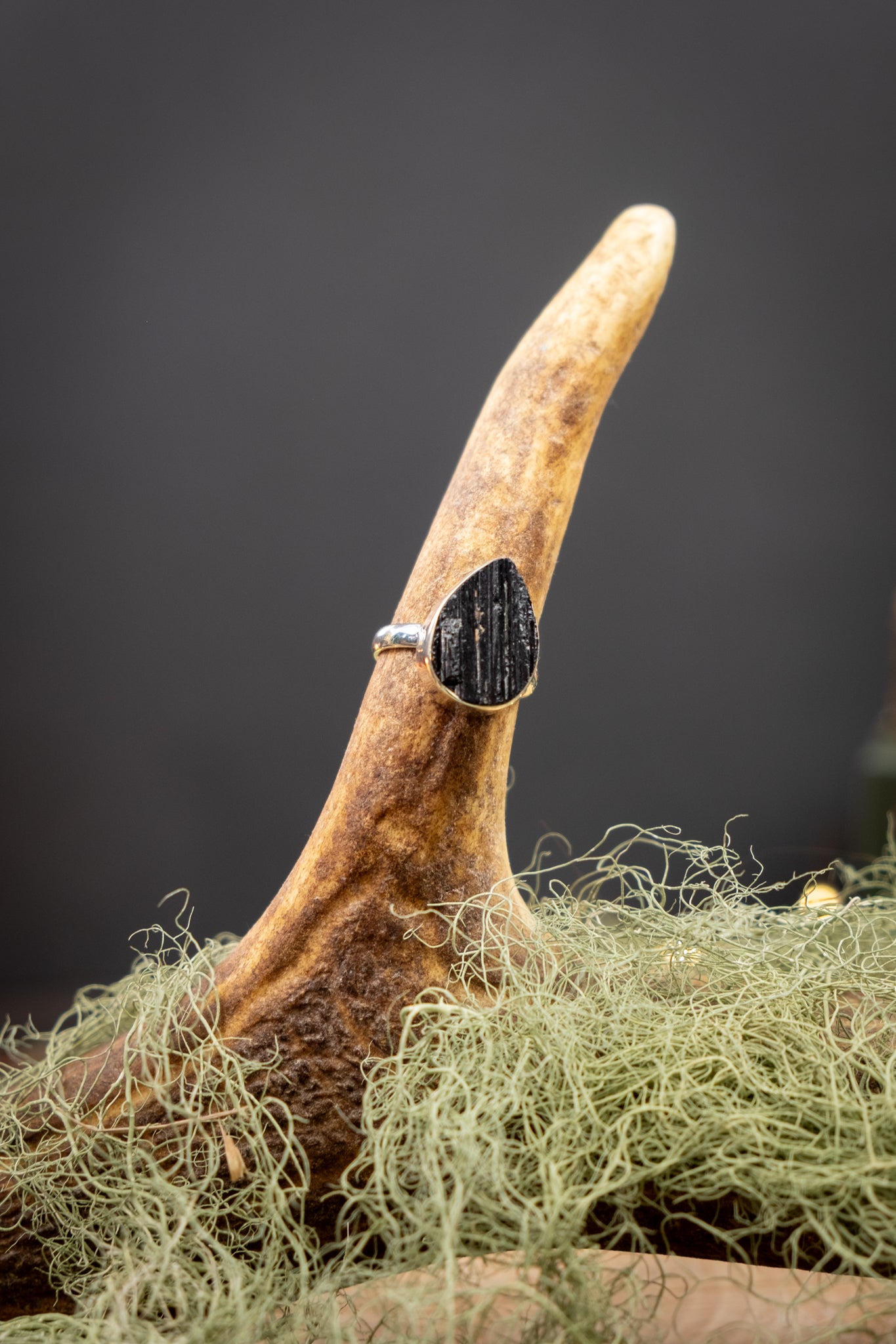 Raw Black Tourmaline Sterling Silver Ring Crystal Protection Stone Powerful Grounding Gem Natural Jewellery Size 8 One of a Kind