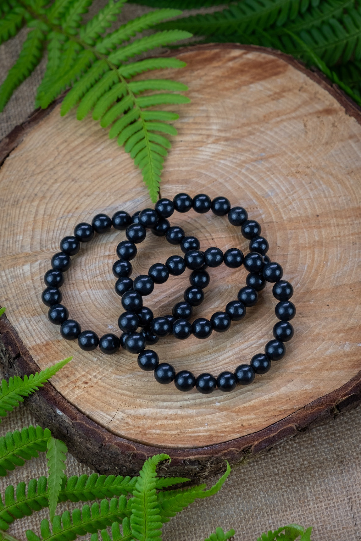 Shungite Crystal Bracelet, 8mm bead, EMF Protection crystal