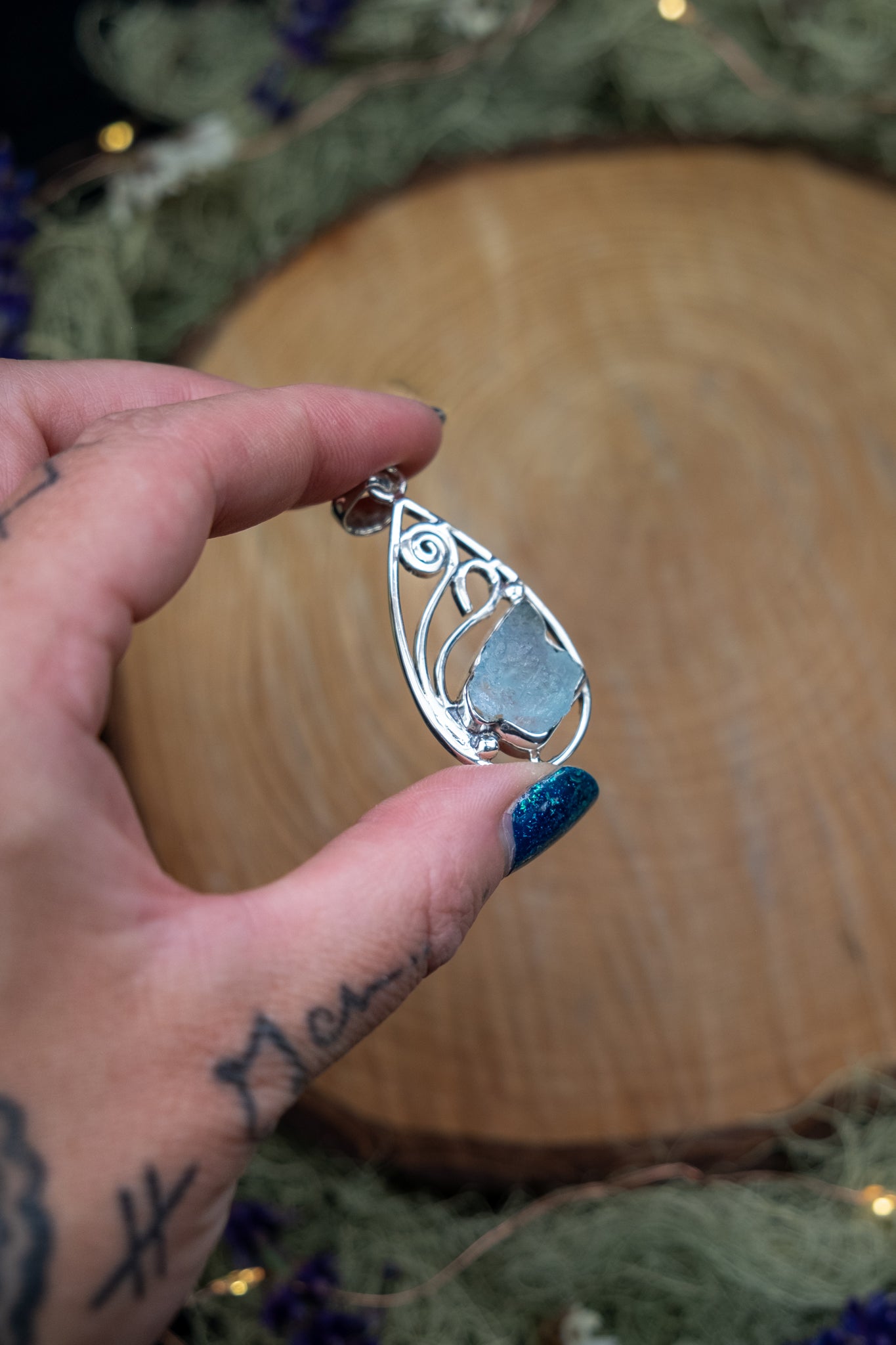 Raw Aquamarine Pendant