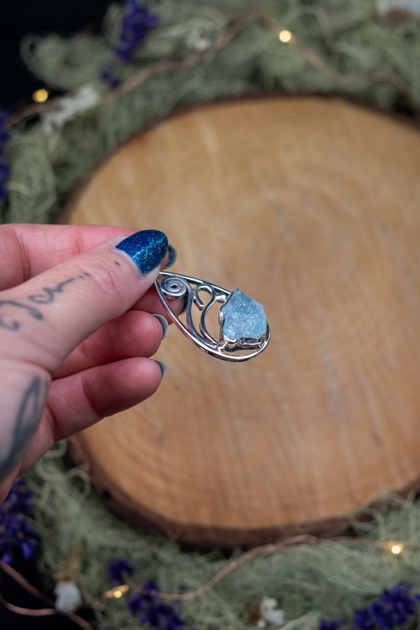 Raw Aquamarine Pendant