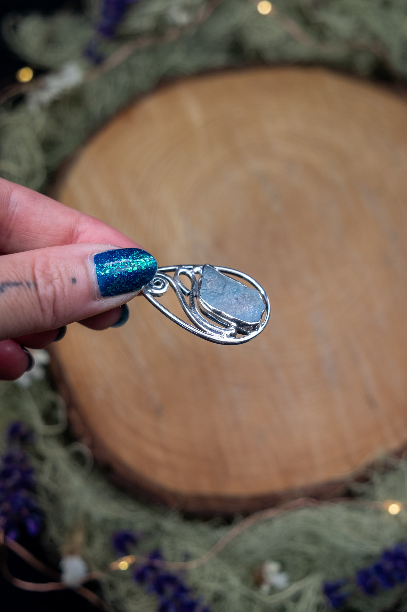 Raw Aquamarine Pendant