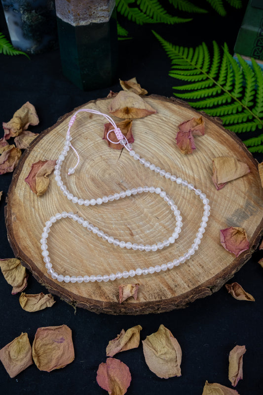 Rose Quartz crystal necklace, Faceted beads, Boho style, Crystal of Love, Self love, Self Care