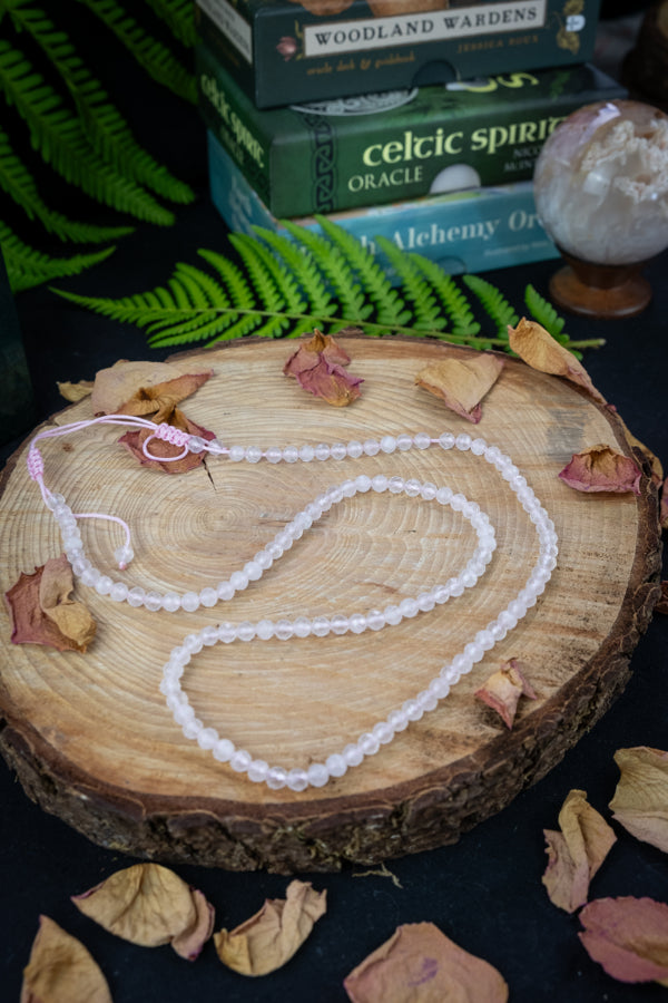 Rose Quartz crystal necklace, Faceted beads, Boho style, Crystal of Love, Self love, Self Care