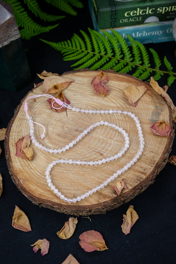 Rose Quartz crystal necklace, Faceted beads, Boho style, Crystal of Love, Self love, Self Care