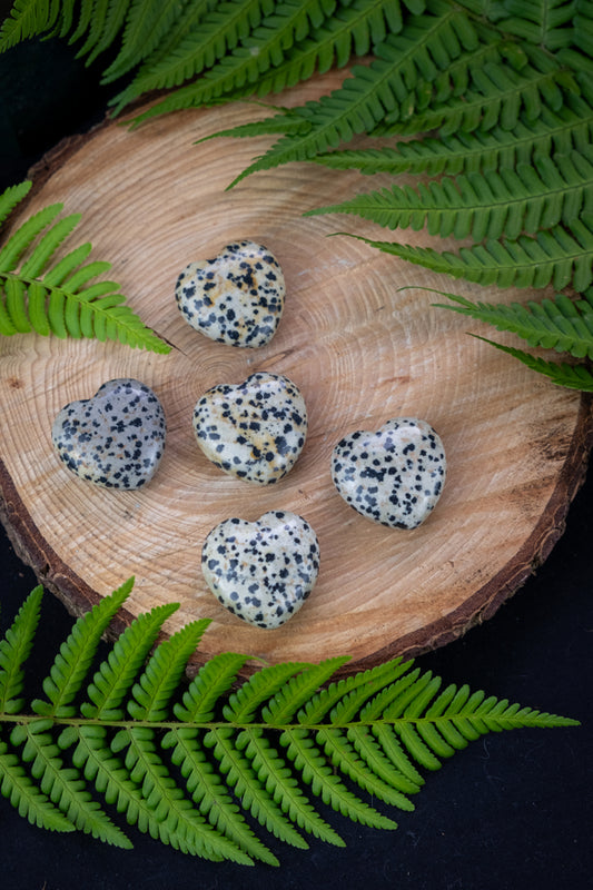 Dalmatian Jasper Crystal Hearts, Crystal for stress, calm, love, Soothing crystal, Grounding crystal