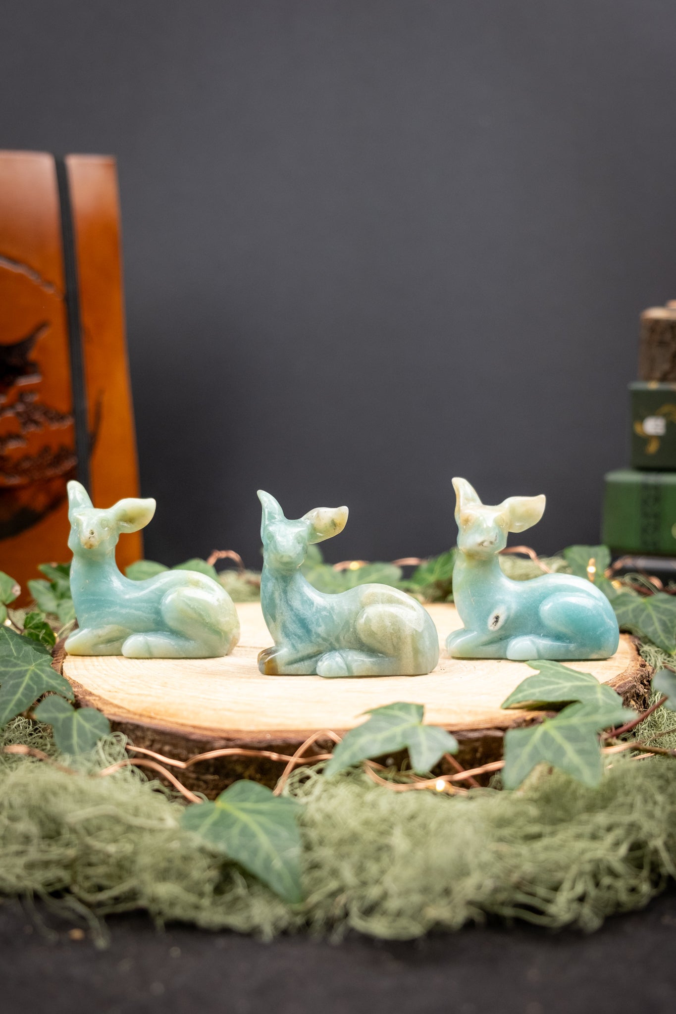 Amazonite Deer Carving, Hand Carved Crystal Animal, Amazonite Stone Talisman of Calm Courage Heart Led Living and Nature Connection