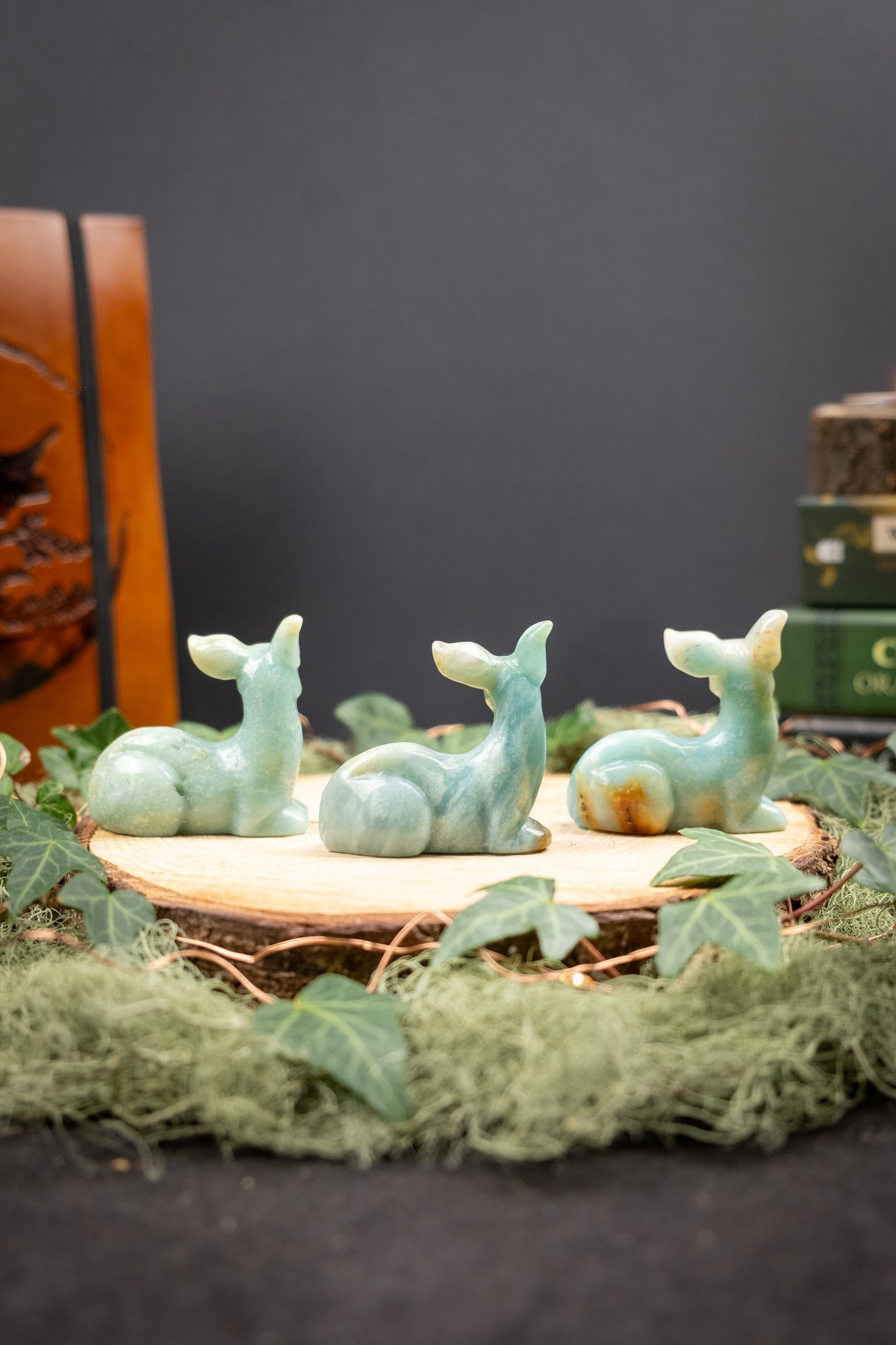 Amazonite Deer Carving, Hand Carved Crystal Animal, Amazonite Stone Talisman of Calm Courage Heart Led Living and Nature Connection