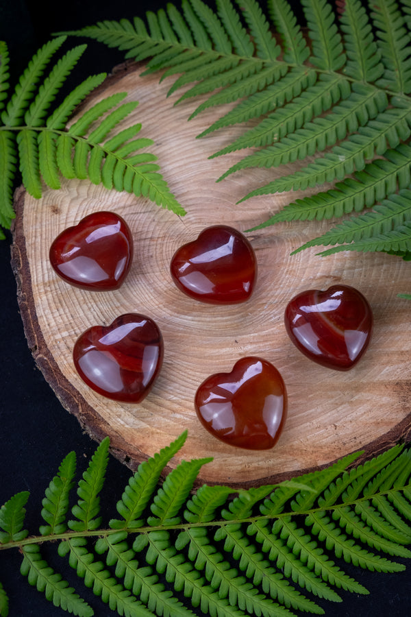 Red Agate crystal hearts, Crystal for confidence, self belief and empowerment, stress relief, calm and anti anxiety.