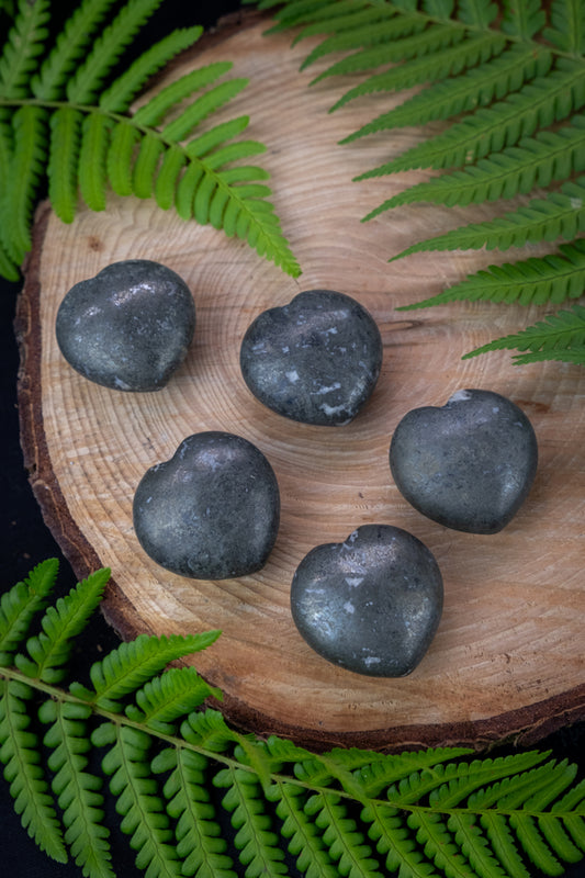 Pyrite Crystal hearts, Crystal for calm, protection, love, action, grounding and positivity