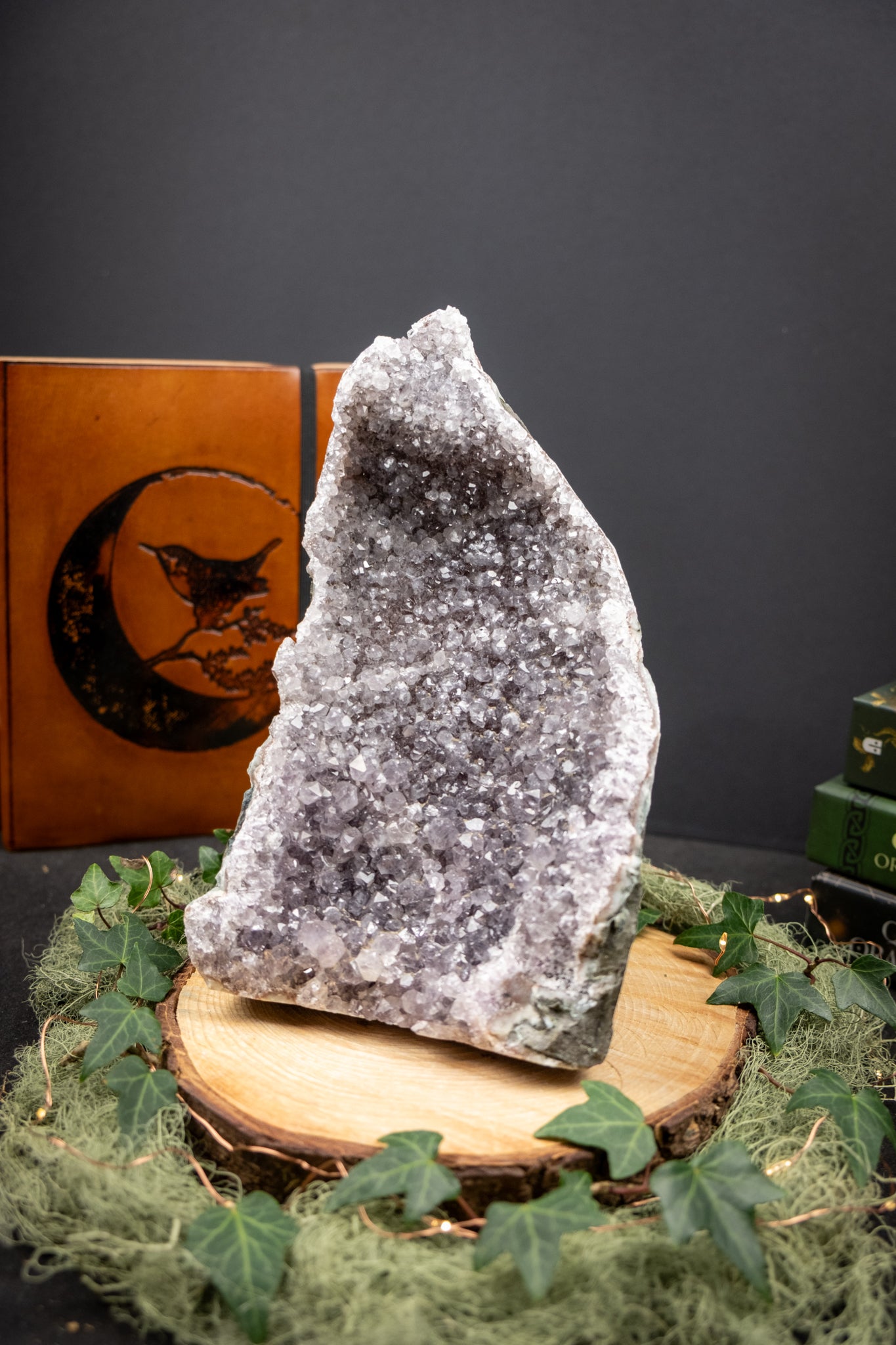 High Grade Silver Drusy Amethyst Cut Base, Uruguayan Amethyst Crystal Cluster, Lavender Grey Amethyst Stone for Calm Clarity and Protection