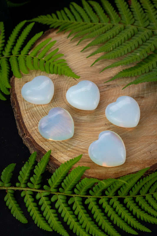 Opalite Crystal heart (man made), Crystal for insight, to heal trauma, peace and calm.