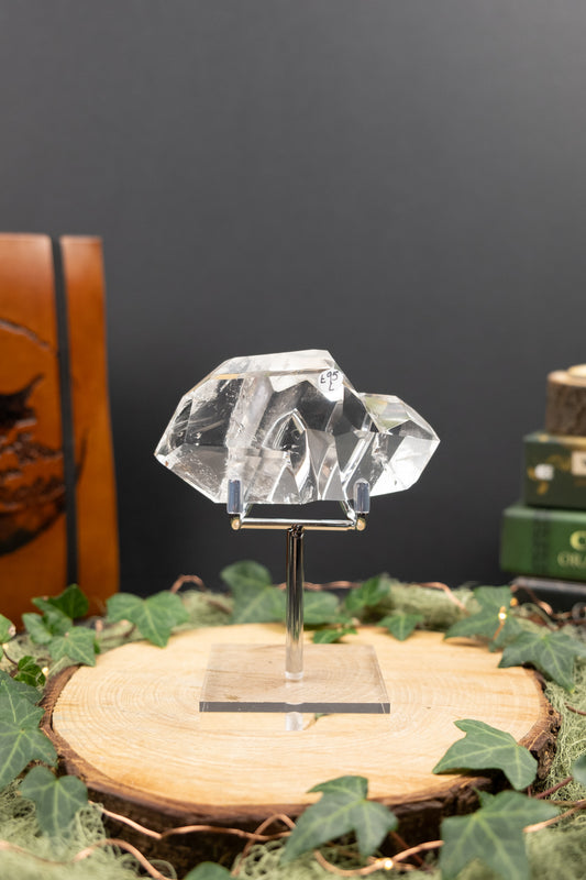 Hand Carved Lemurian Quartz Freeform on Stand, Tactile Meditation Crystal, Ancient Wisdom Stone for Calm Presence and Inner Clarity