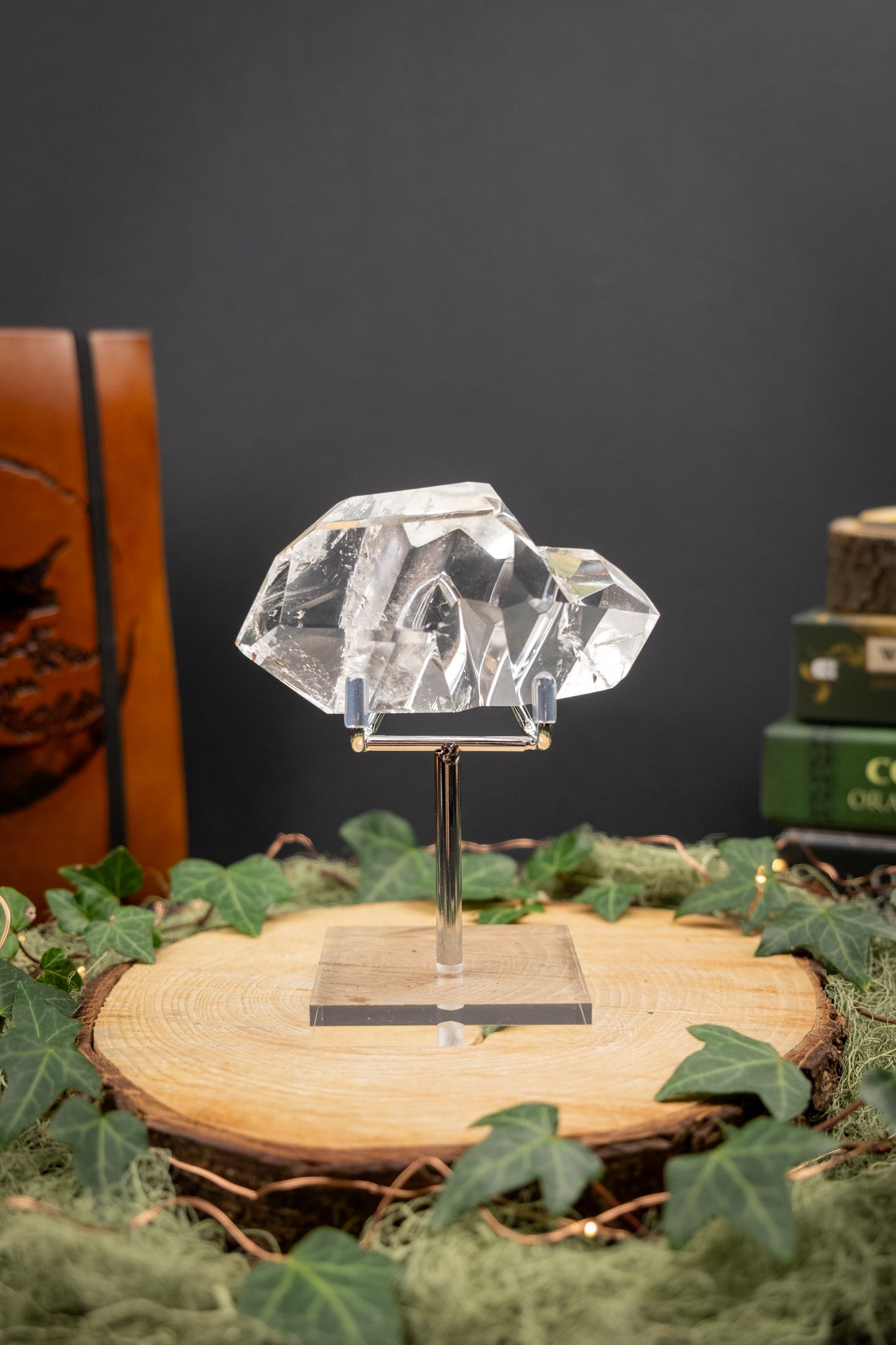 Hand Carved Lemurian Quartz Freeform on Stand, Tactile Meditation Crystal, Ancient Wisdom Stone for Calm Presence and Inner Clarity