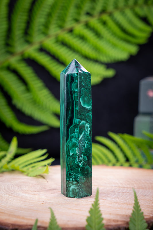 Malachite Crystal Point, Genuine crystal, ethically sourced from small, family mine in the Congo.