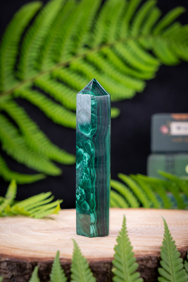 Malachite Crystal Point, Genuine crystal, ethically sourced from small, family mine in the Congo.