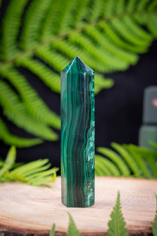 Malachite Crystal Point, Genuine crystal, ethically sourced from small, family mine in the Congo.