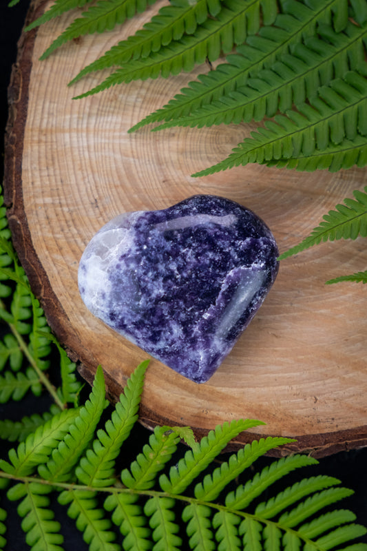 Lepidolite Crystal Heart, Crystal for calm, Promote restful sleep