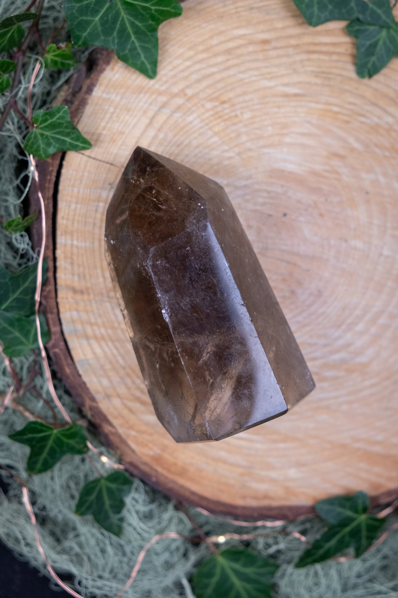 Smokey Quartz with Rutile, Rare Crystal Stone, High Clarity Smoky Rutilated Quartz with Rainbows, Grounding and Light Integration