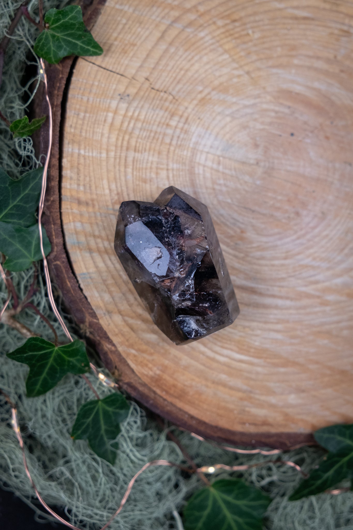 Smokey Quartz and Amethyst Elestial Point