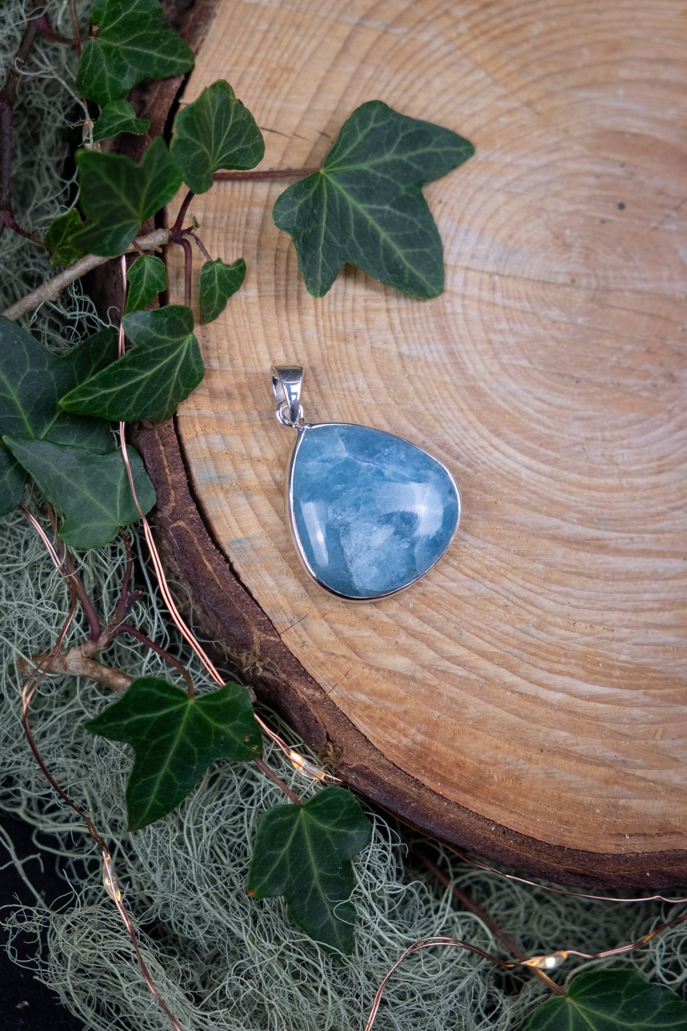 Sterling Silver Aquamarine Pendant, Natural Aquamarine Gemstone, Blue Crystal Necklace, Calming Stone Jewellery, Throat Chakra Pendant