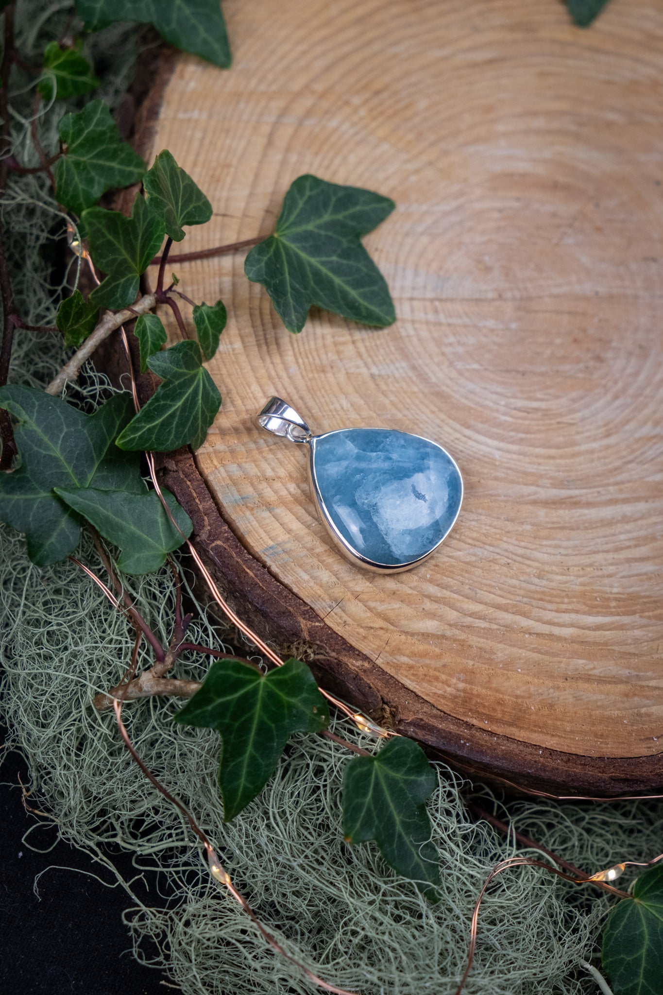 Sterling Silver Aquamarine Pendant, Natural Aquamarine Gemstone, Blue Crystal Necklace, Calming Stone Jewellery, Throat Chakra Pendant