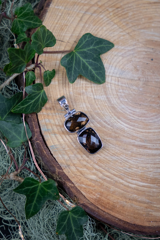 Smoky Quartz Pendant, High Grade Faceted Crystal, Grounding Protection Stone, Handmade Smoky Quartz Jewellery