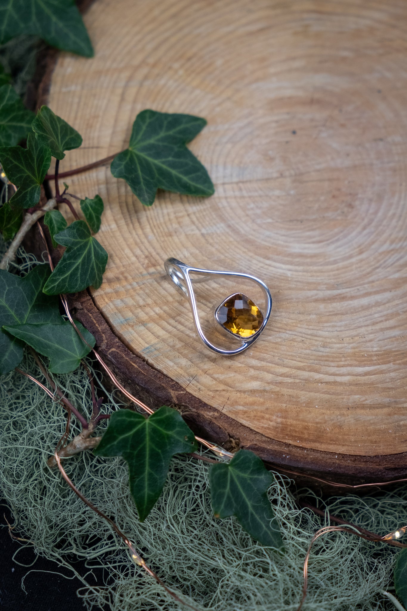 Natural Citrine Pendant, Faceted Citrine Gem in Sterling Silver, Golden Abundance Stone Jewellery, High Grade Citrine Crystal Pendant
