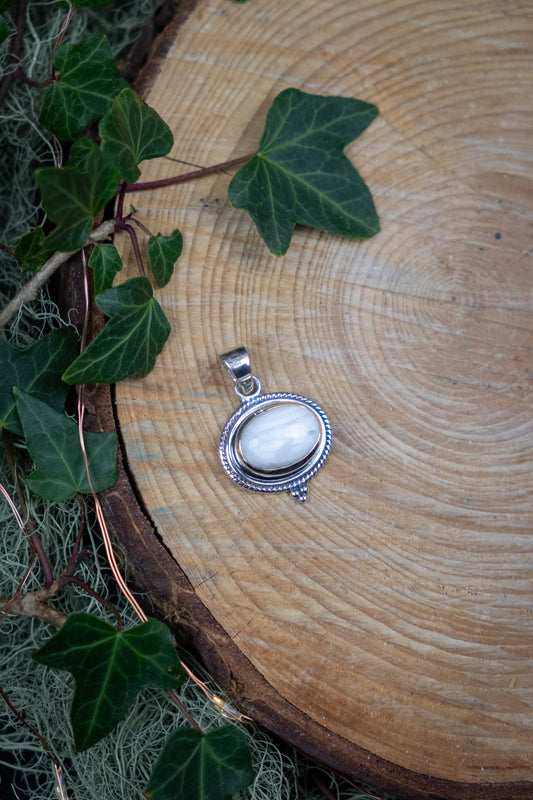 Scolecite Sterling Silver Pendant, High Vibration Peace Stone, Ethically Sourced Crystal Jewellery for Calm Sleep and Spiritual Connection