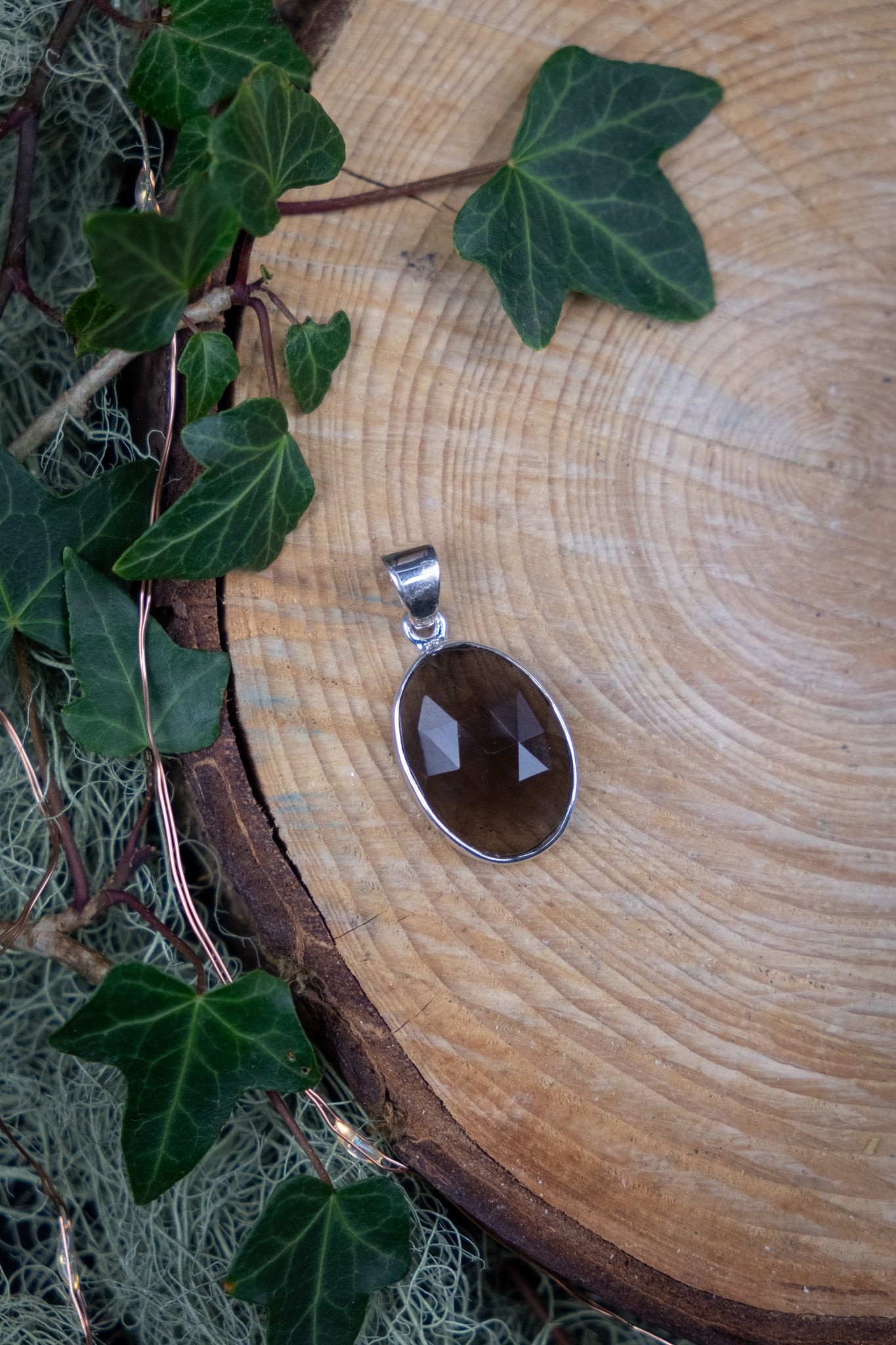 Faceted Agni Mani Pendant in Sterling Silver, Sacred Fire Stone for Grounding Protection and Inner Strength