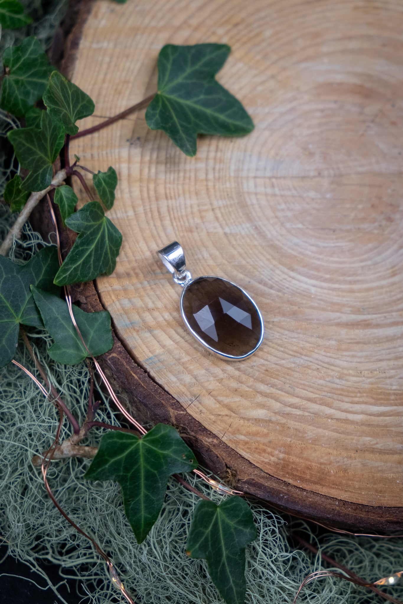 Faceted Agni Mani Pendant in Sterling Silver, Sacred Fire Stone for Grounding Protection and Inner Strength