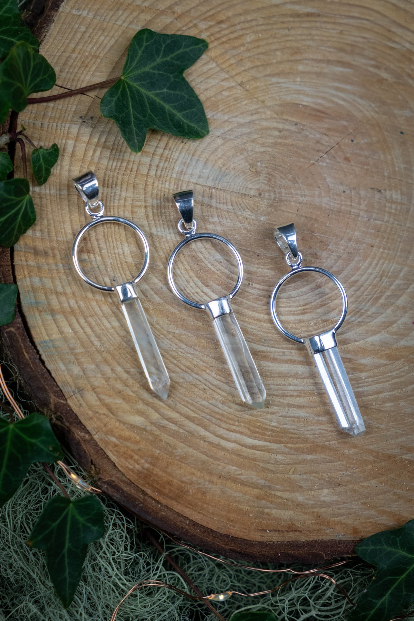 Lemurian Quartz Polished Point Pendant in Sterling Silver, High Clarity Crystal for Energy Alignment and Conscious Intention