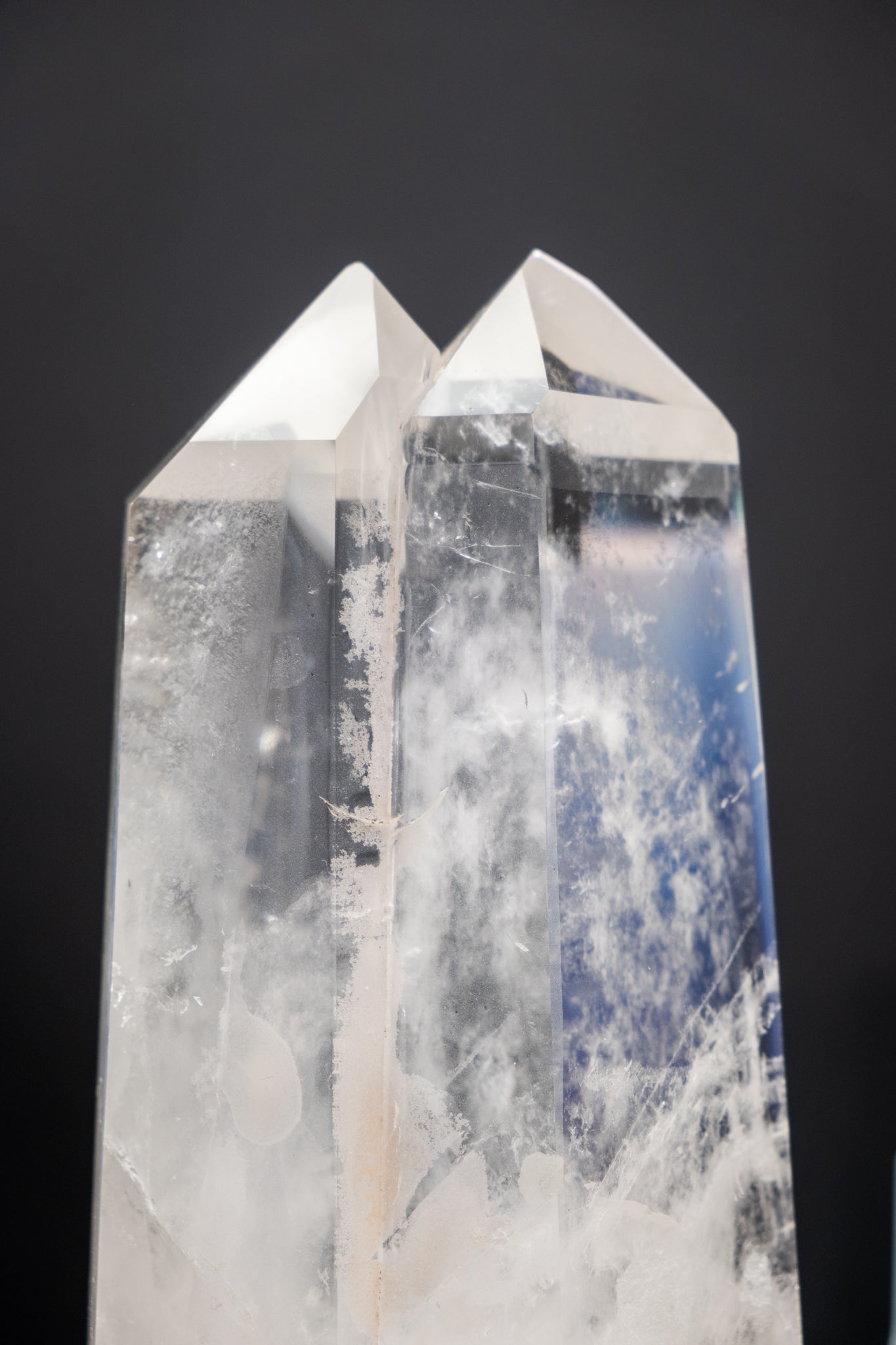 Super Grade Clear Quartz Twin Flame Point, Polished Quartz Crystal Tower for Energy Amplification, Ethically Sourced Madagascar