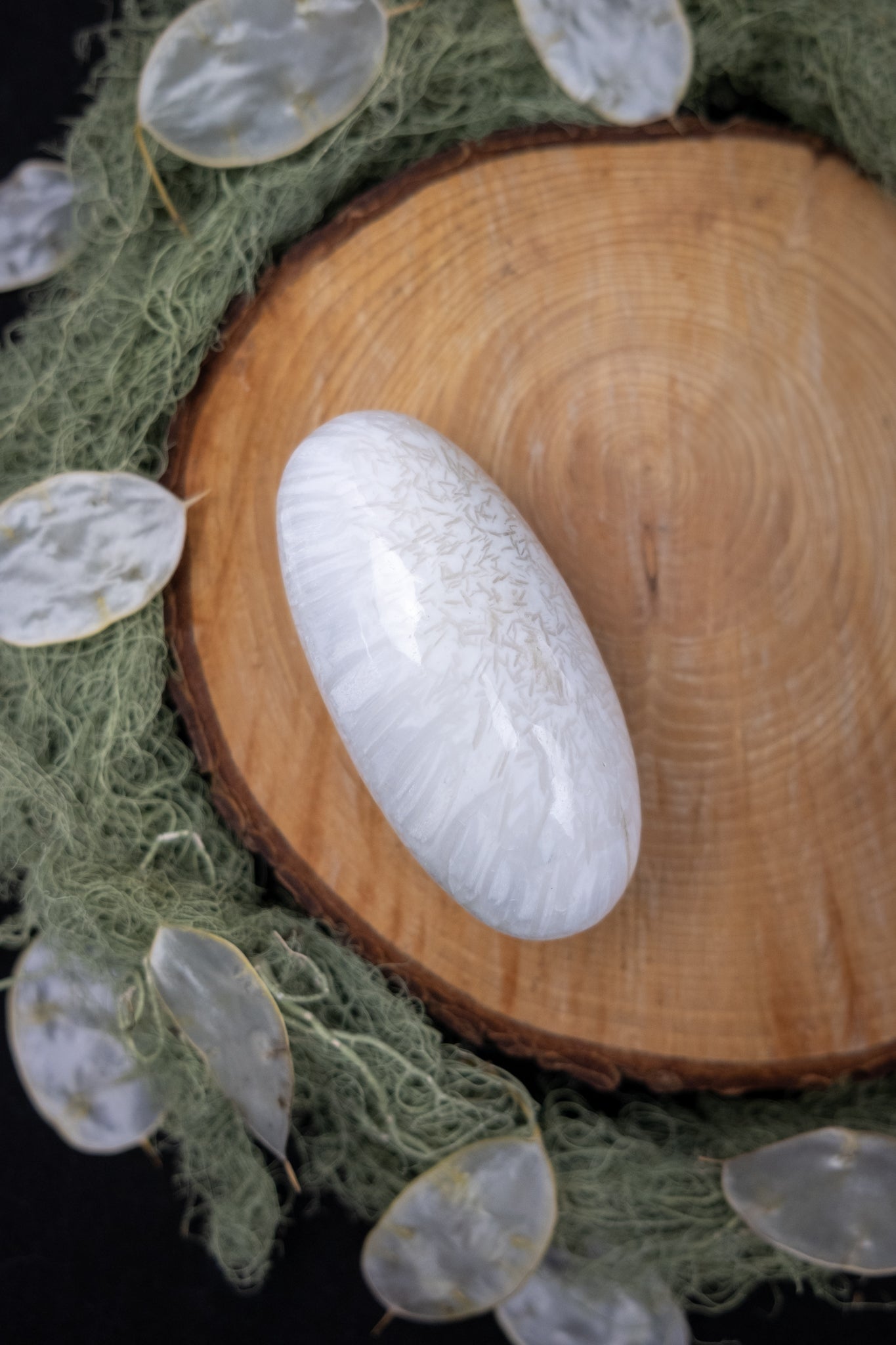 Scolecite Palm Stone, Large Scolecite Crystal for Deep Peace and Spiritual Connection, Ethically Sourced from India