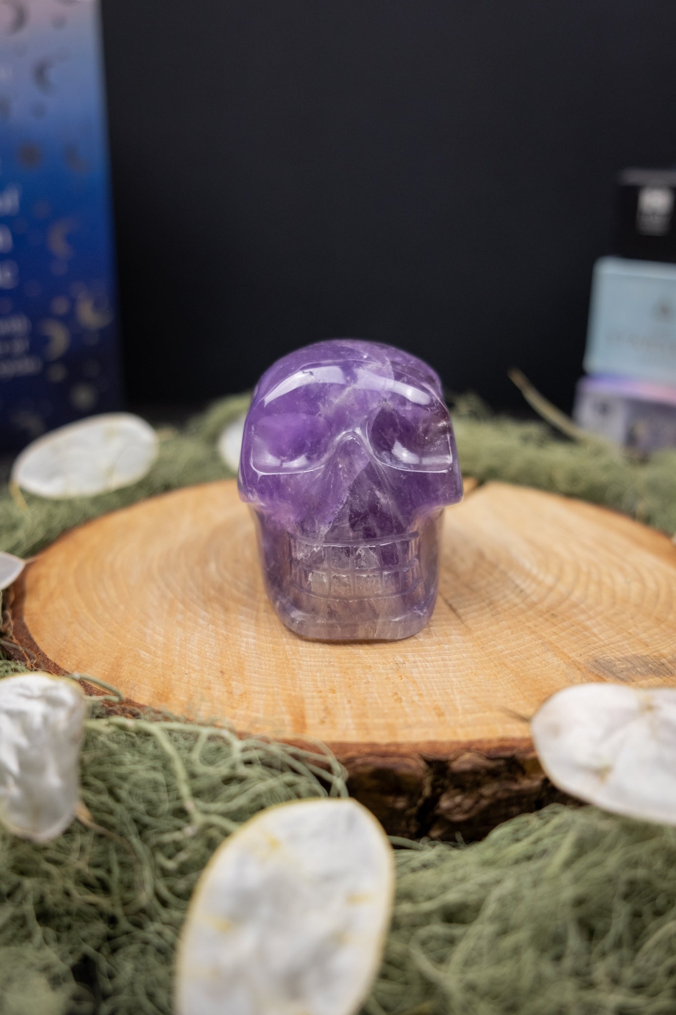 Amethyst Crystal Skull, High Grade Brazilian Amethyst with Rainbow and Smokey Quartz Base, Intuition and Protection Stone
