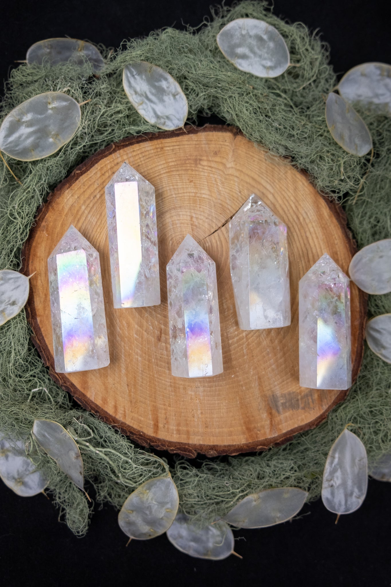 Aura Fire and Ice Quartz Point, Crackle Aura Crystal Stone for Energy Amplification and Positivity, Ethically Sourced Quartz from China
