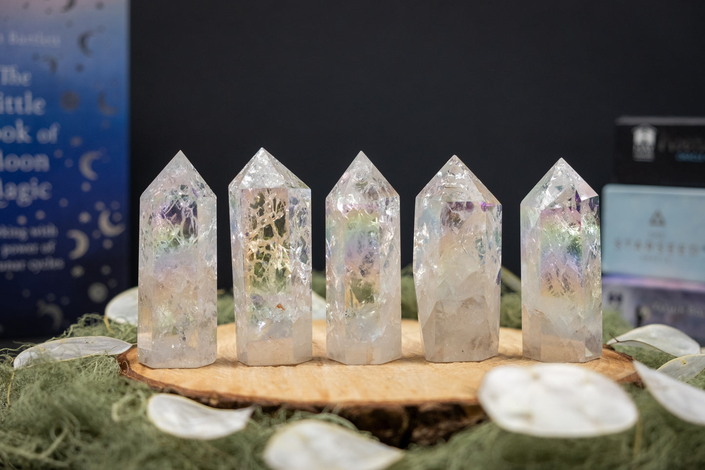 Aura Fire and Ice Quartz Point, Crackle Aura Crystal Stone for Energy Amplification and Positivity, Ethically Sourced Quartz from China