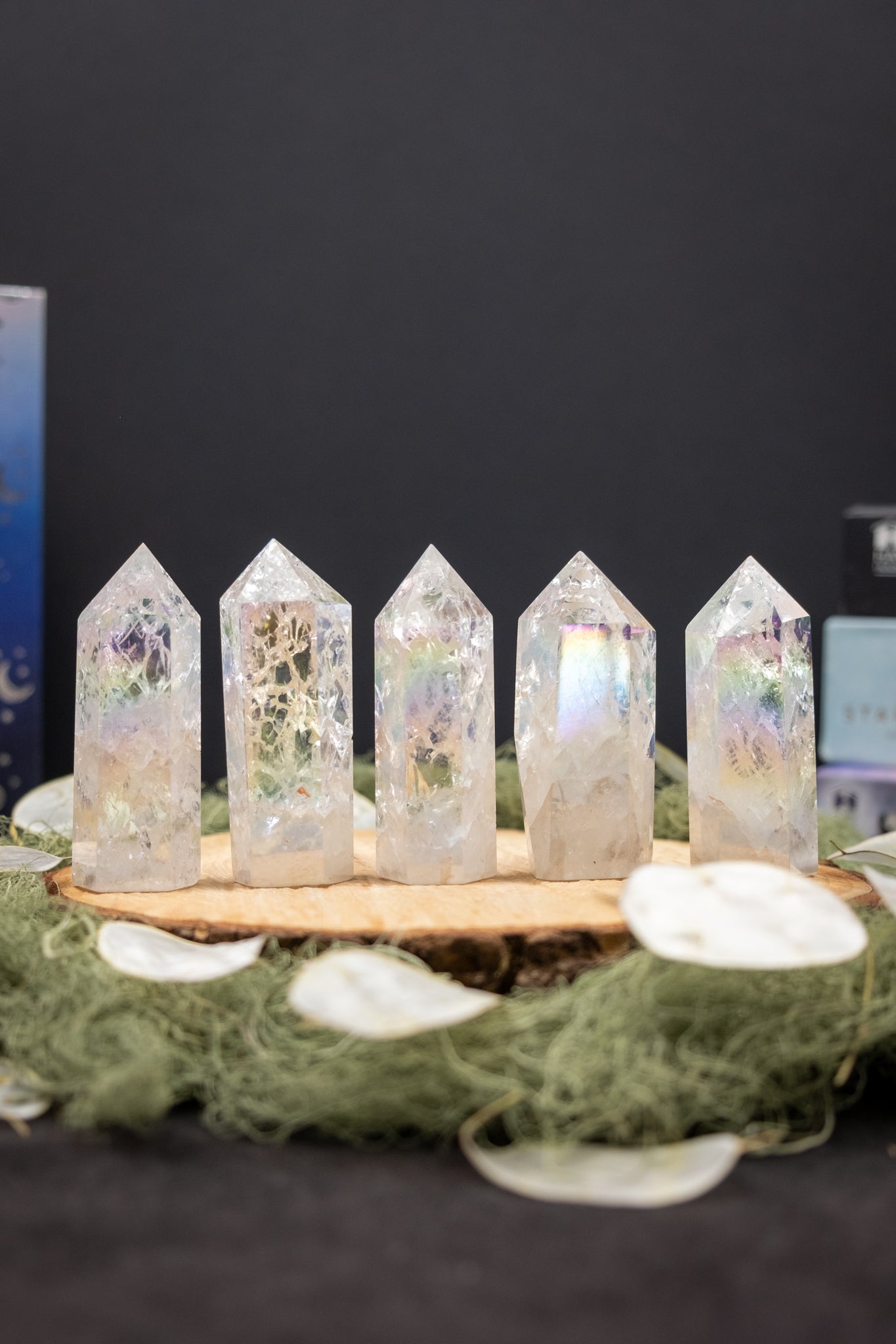 Aura Fire and Ice Quartz Point, Crackle Aura Crystal Stone for Energy Amplification and Positivity, Ethically Sourced Quartz from China