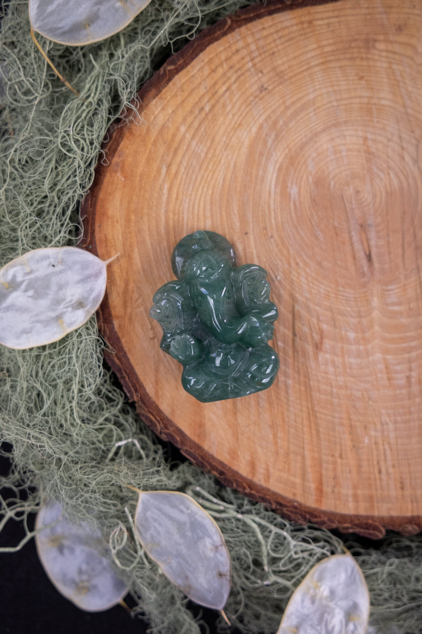 Green Aventurine Ganesh Carving, Crystal Stone for Luck and New Beginnings, Ethically Sourced from Brazil