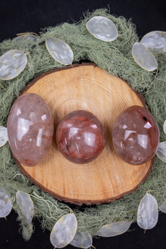 Hematoid Quartz Palm Stone, Fire Quartz Crystal for Confidence and Grounded Action, Ethically Sourced from Madagascar