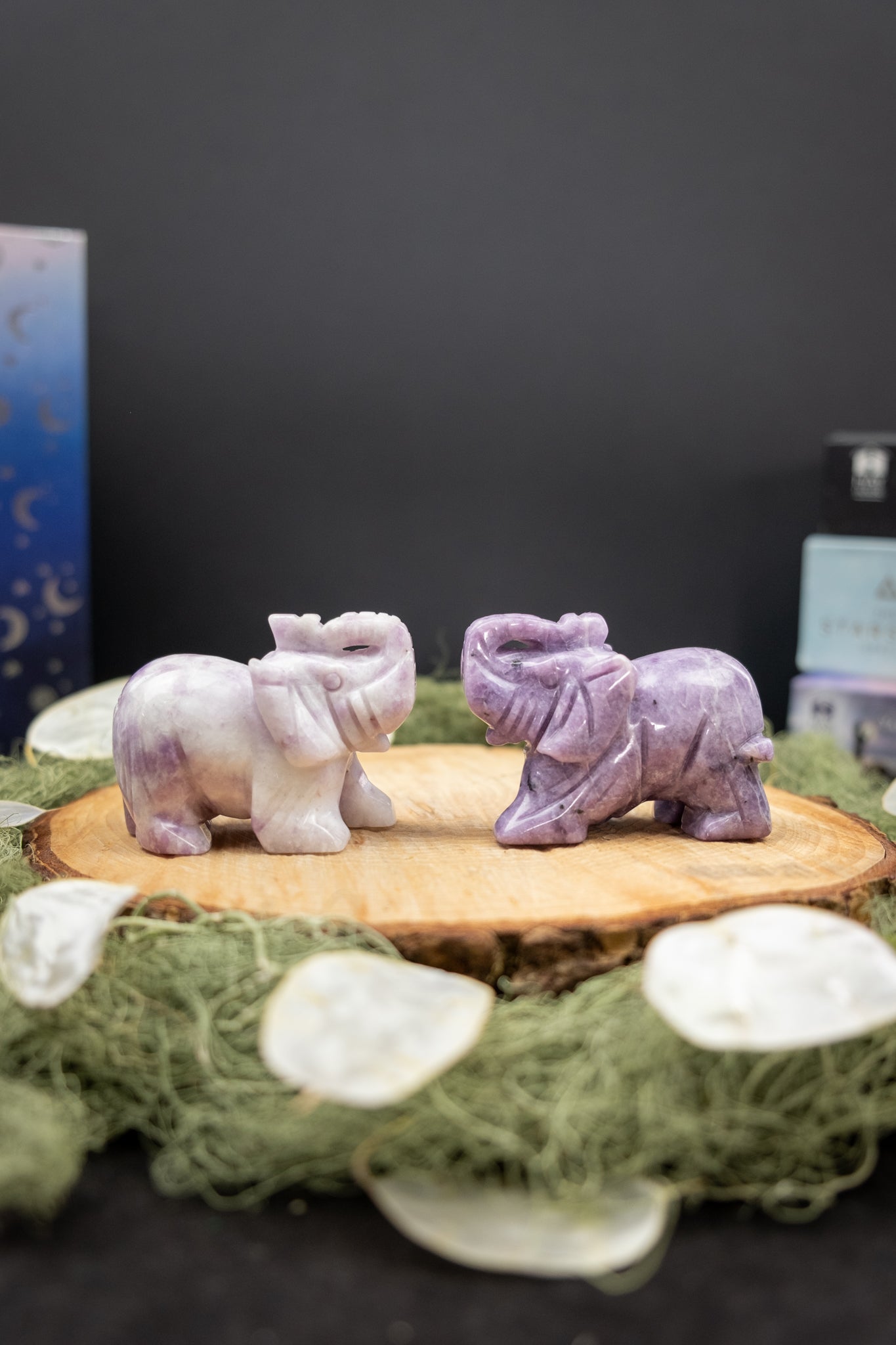 Lepidolite Elephant Carving