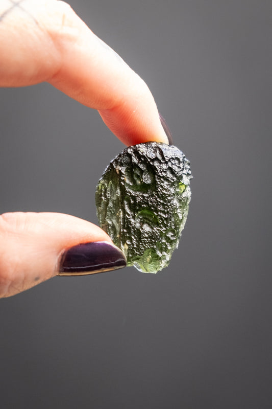Moldavite Raw Crystal Specimen, Natural Heart Formation, Genuine Tektite for Transformation, Czech Republic