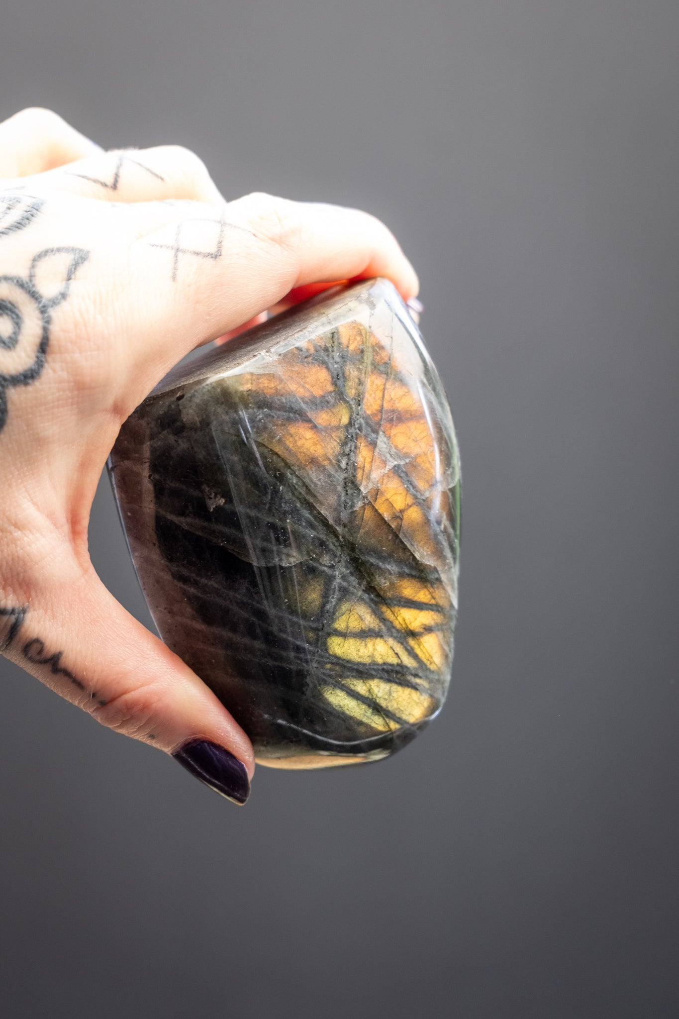 Pink and Orange Flash Labradorite Freeform