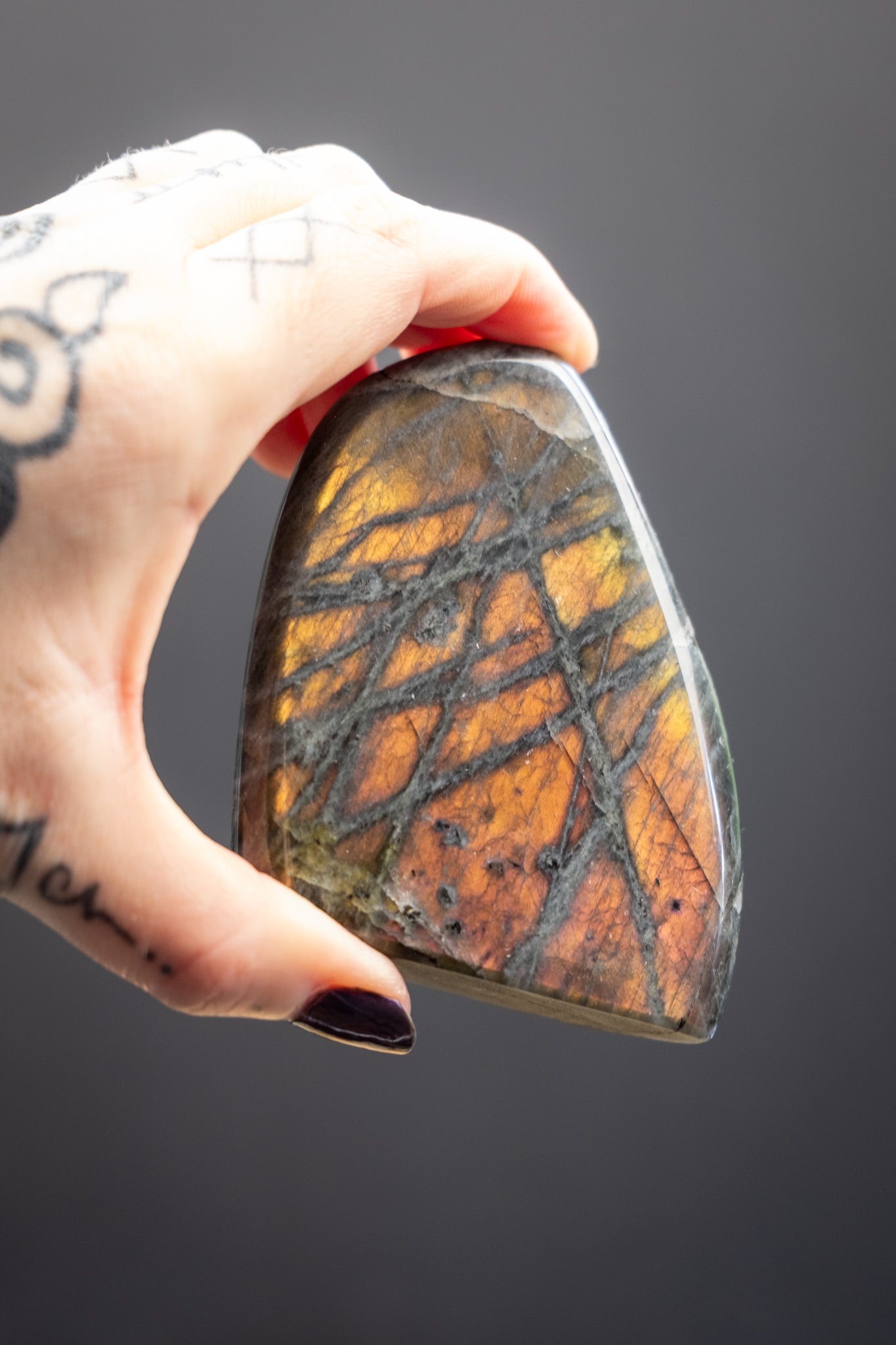 Pink and Orange Flash Labradorite Freeform