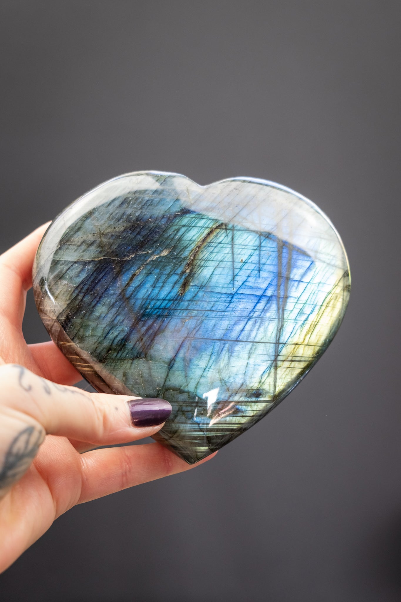 Labradorite Heart on Stand, Large
